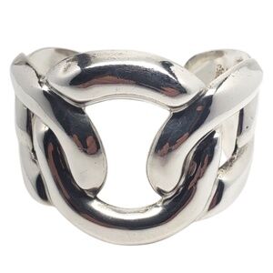 Taxco Mexico Sterling Silver Oversized Interlocking Cuff Bracelet #20572